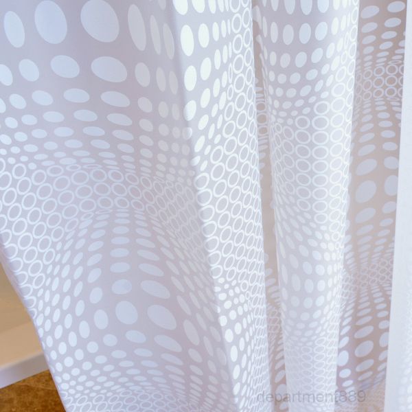 a-new design white ball pattern peva bathroom waterproof shower curtains with plastic hooks u1096