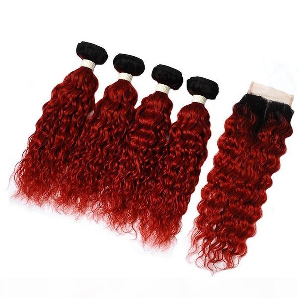 water wave human hair bundles 1b red ombre hair extensions color with 4*4 closure size 8-30inch, Black;brown
water wave human hair bundles 1b red ombre hair extensions color with 4*4 closure size 8-30inch, Black;brown