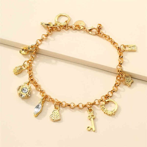 trendy gold ladies bracelet key lock stars moon love geometric tassel pulseras mujer, Golden;silver
trendy gold ladies bracelet key lock stars moon love geometric tassel pulseras mujer, Golden;silver