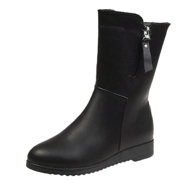 boots warm women's plus velvet flat with solid color zipper decorative shoes large size, Black
boots warm women's plus velvet flat with solid color zipper decorative shoes large size, Black