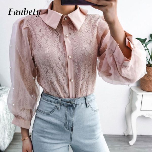 women elegant lace beading blouse shirts autumn vintage mesh turn-down collar office lady casual fashion long sleeve blusa, White
women elegant lace beading blouse shirts autumn vintage mesh turn-down collar office lady casual fashion long sleeve blusa, White