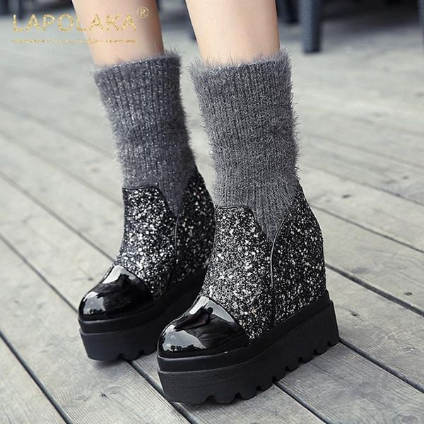 boots lapolaka brand design shiny woman shoes platform height increasing slip-on stretch luxury female, Black
boots lapolaka brand design shiny woman shoes platform height increasing slip-on stretch luxury female, Black