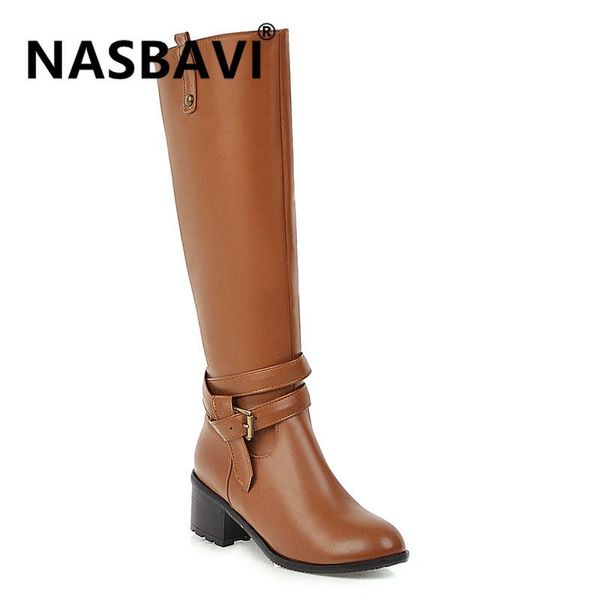 large size 34-43 women knee high boots buckle with zip retro women's metal buckle boots non-slip warm fashion winter snow, Black 
large size 34-43 women knee high boots buckle with zip retro women's metal buckle boots non-slip warm fashion winter snow, Black