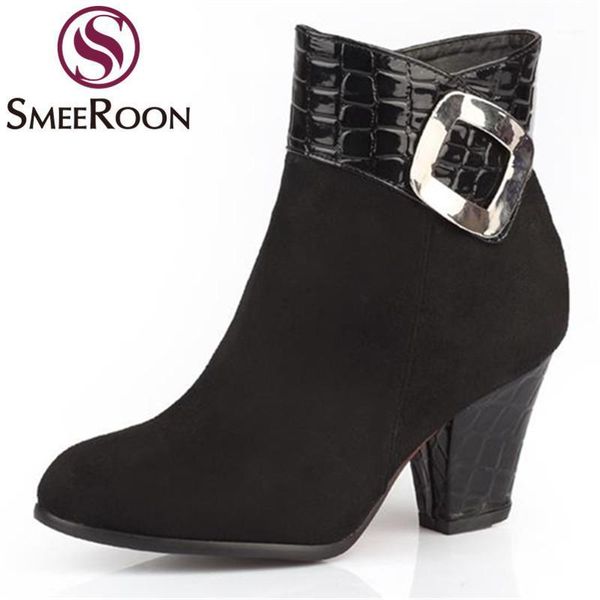 boots smeeroon woman elegant office ankle round toe buckle winter high thick heels side zipper ladies women's shoes1, Black
boots smeeroon woman elegant office ankle round toe buckle winter high thick heels side zipper ladies women's shoes1, Black