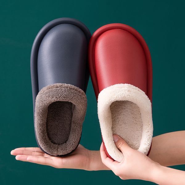 waterproof platform pu leather slippers for women men new non-slip warm plush couples slippers winter home indoor slippers x1020, Black
waterproof platform pu leather slippers for women men new non-slip warm plush couples slippers winter home indoor slippers x1020, Black