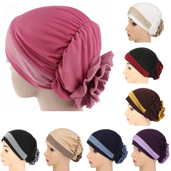 women muslim turban hat double color soft big flower hijabs chemo cap headwrap, Blue;gray
women muslim turban hat double color soft big flower hijabs chemo cap headwrap, Blue;gray