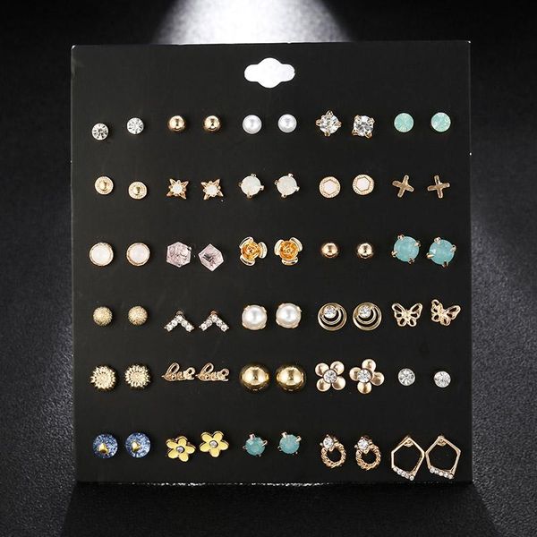 stud 30 pairs/set fashion female crystal rhinestone geometric earrings for women trendy gold enamel flower earring set girl gift, Golden;silver
stud 30 pairs/set fashion female crystal rhinestone geometric earrings for women trendy gold enamel flower earring set girl gift, Golden;silver