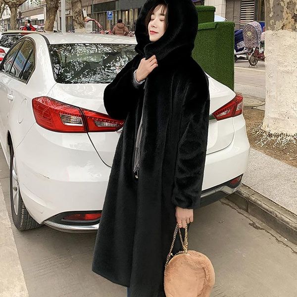 women's fur & faux 2021 winter coat women hooded long hair jackets warm thick lamb wool plush overcoat slim outerwear female, Black
women's fur & faux 2021 winter coat women hooded long hair jackets warm thick lamb wool plush overcoat slim outerwear female, Black