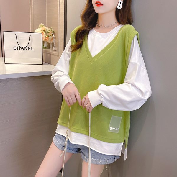 oversized women's autumn new super sweater sweater fire cec fake two piece set loose medium length fat mm thin qn6h2, Black
oversized women's autumn new super sweater sweater fire cec fake two piece set loose medium length fat mm thin qn6h2, Black