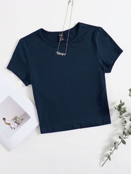 rib-knit solid tee z2gc#, White
rib-knit solid tee z2gc#, White