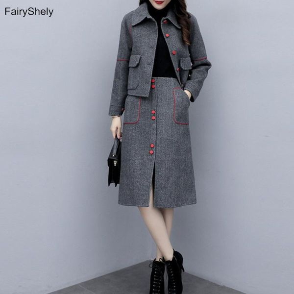fairyshely casual office ladies work skirt crop coat suit women 2020 autumn winter button pocket woolen jackt skirt 2 piece set, White
fairyshely casual office ladies work skirt crop coat suit women 2020 autumn winter button pocket woolen jackt skirt 2 piece set, White