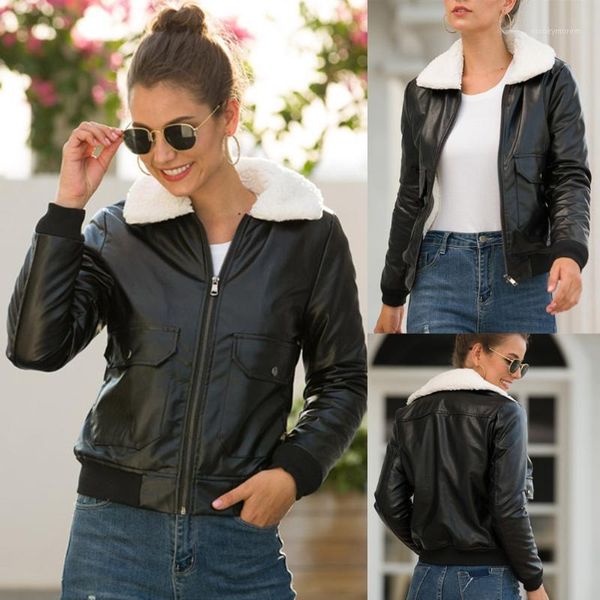 womail leather jacket plus size 2020 casual zipper warm solid leather jacket feamle fashion pockets thicker slim outwear1, Black;brown
womail leather jacket plus size 2020 casual zipper warm solid leather jacket feamle fashion pockets thicker slim outwear1, Black;brown