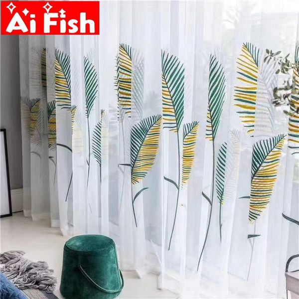 curtain & drapes american blue-yellow embroidered leaves veranda partition window screen sheer household environmental protection tulle zh20
curtain & drapes american blue-yellow embroidered leaves veranda partition window screen sheer household environmental protection tulle zh20