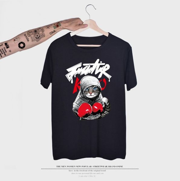 men's 3d animal print personalized boxing cat new cotton lovers short sleeve t-shirt, White;black
men's 3d animal print personalized boxing cat new cotton lovers short sleeve t-shirt, White;black
