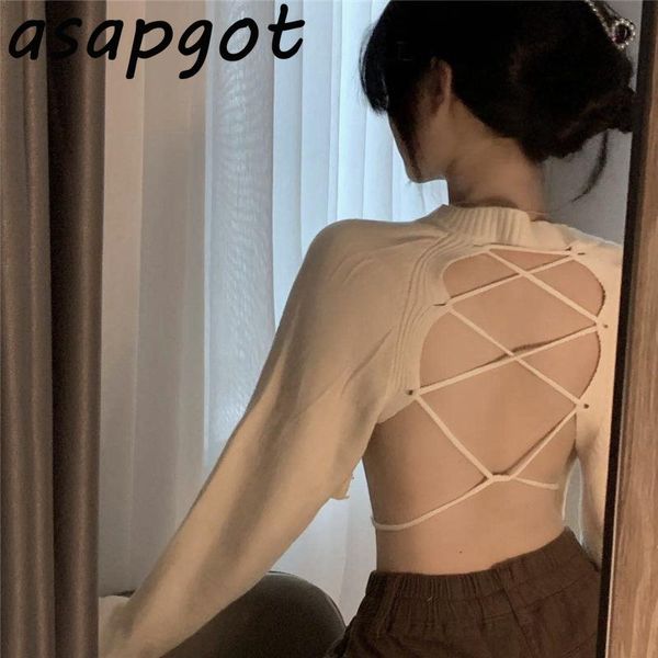 backless sweater women autumn 2021 cross lace up waist knitwear loose wild short pullovers long sleeve white solid, White;black
backless sweater women autumn 2021 cross lace up waist knitwear loose wild short pullovers long sleeve white solid, White;black