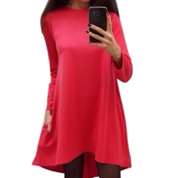 irregular women solid dress autumn winter long sleeve o-neck elegant casual loose office lady dresses without belt q0074b y200805, Black;pink
irregular women solid dress autumn winter long sleeve o-neck elegant casual loose office lady dresses without belt q0074b y200805, Black;pink