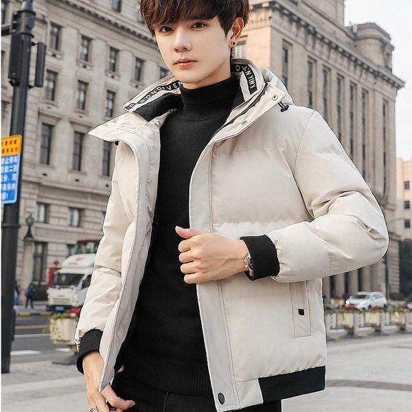 winter men's handsome hooded winter clothes new korean style trendy cotton-padded clothes thick warm cotton-padded tide, Black 
winter men's handsome hooded winter clothes new korean style trendy cotton-padded clothes thick warm cotton-padded tide, Black