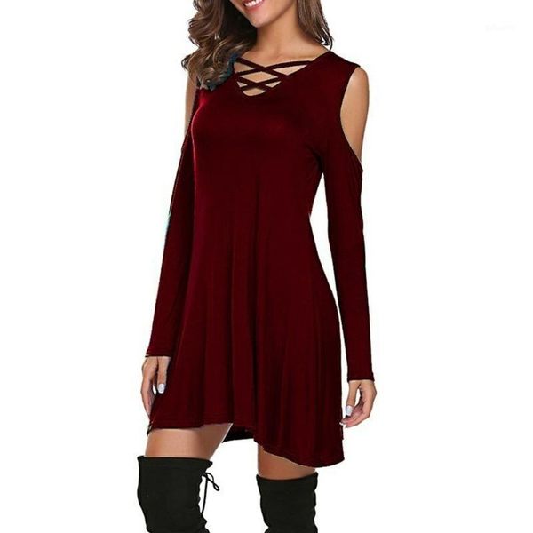 long sleeve cold shoulder a line loose party work soft criss cross neckline mini daily women dress casual shopping solid1, Black;gray
long sleeve cold shoulder a line loose party work soft criss cross neckline mini daily women dress casual shopping solid1, Black;gray