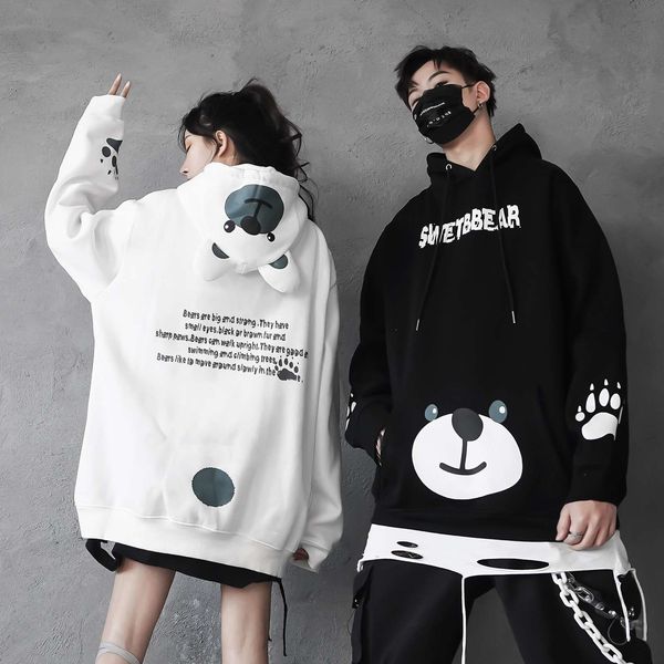 autumn and winter ins guochao cute bear ears plush thickened hooded sweater men's loose version couple's coat, Black
autumn and winter ins guochao cute bear ears plush thickened hooded sweater men's loose version couple's coat, Black