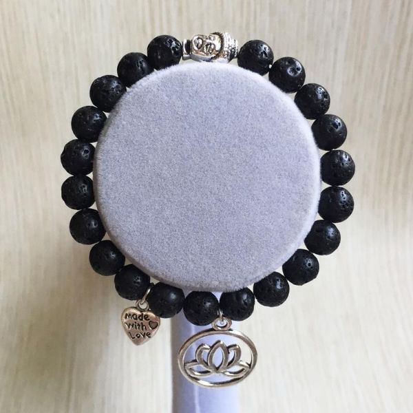 8mm lava stone bracelet wrist bracelets buddha bracelet yoga mala beads bracelets love lotus pendant, Black
8mm lava stone bracelet wrist bracelets buddha bracelet yoga mala beads bracelets love lotus pendant, Black