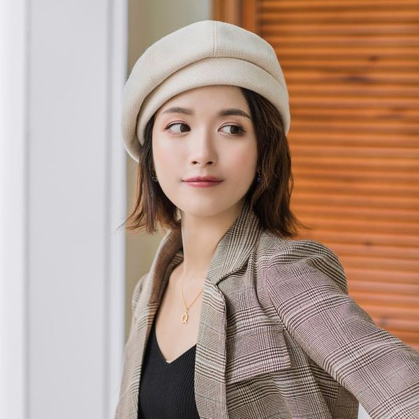 berets houndstooth hat female autumn and winter korean version wild japanese student plaid painter cute british pumpkin, Blue;gray
berets houndstooth hat female autumn and winter korean version wild japanese student plaid painter cute british pumpkin, Blue;gray