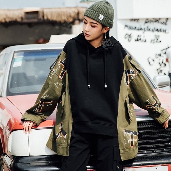 1rtjl autumn korean clothing 2020 trendy women's style stitching irregular trendy loose hand-painted hooded long-sleeved f sweater swea, Black
1rtjl autumn korean clothing 2020 trendy women's style stitching irregular trendy loose hand-painted hooded long-sleeved f sweater swea, Black