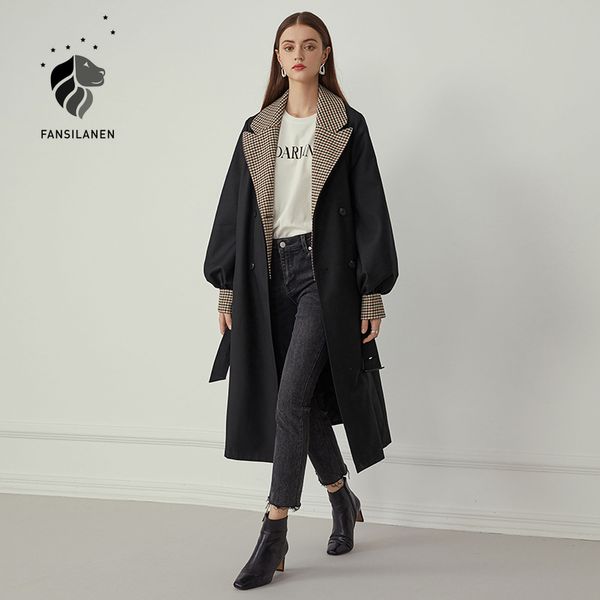 fansilanen plaid patchwork black trench long coat women fashion lantern sleeve windbreaker autumn winter elegant trench coat 1031, Tan;black
fansilanen plaid patchwork black trench long coat women fashion lantern sleeve windbreaker autumn winter elegant trench coat 1031, Tan;black