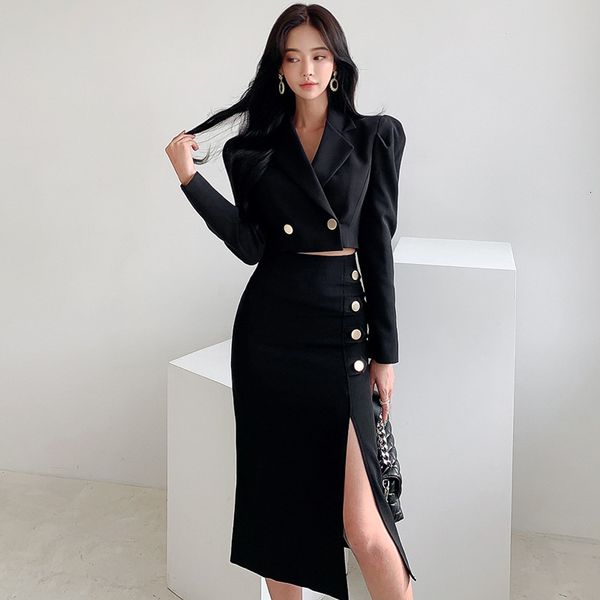 2021 new elegant women's solid matching sets blazers engraved collar involving split in pencil medium skirt long 2 joint parts oati, Gray
2021 new elegant women's solid matching sets blazers engraved collar involving split in pencil medium skirt long 2 joint parts oati, Gray
