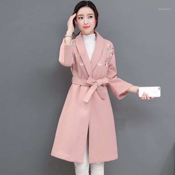 vintage embroidery women long wool blend coat slim pockets office cashmere jacket sashes turn-down collar ladies coats1, Black
vintage embroidery women long wool blend coat slim pockets office cashmere jacket sashes turn-down collar ladies coats1, Black