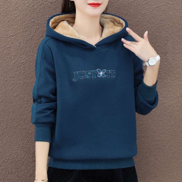 hooded sweater women's cashmere thickened new autumn / winter loose foreign style junior lamb fluffy coat, Black
hooded sweater women's cashmere thickened new autumn / winter loose foreign style junior lamb fluffy coat, Black
