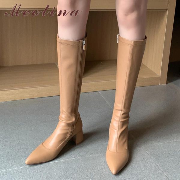 boots meotina real leather high heel long women knee shoes zip pointed toe block heels stretch lady apricot 40, Black
boots meotina real leather high heel long women knee shoes zip pointed toe block heels stretch lady apricot 40, Black