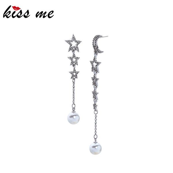 kissme asymmetric exquisite crystal moon star imitation pearl long dangle earrings for women white gold color fashion jewelry, Silver
kissme asymmetric exquisite crystal moon star imitation pearl long dangle earrings for women white gold color fashion jewelry, Silver