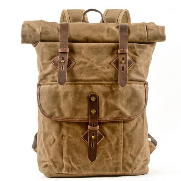 retro large-capacity backpack short trip outdoor mountaineering bag roll opening canvas business travel backpack1
retro large-capacity backpack short trip outdoor mountaineering bag roll opening canvas business travel backpack1