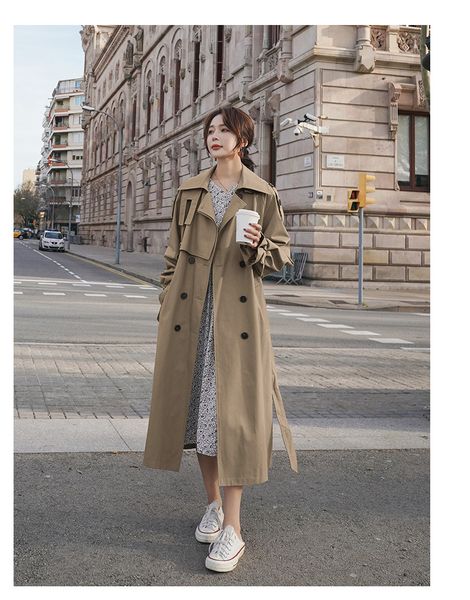 2021 new women's trench coat spring new long korean fashion loose pure double breasted british jacket style 28m qqcz, Black;brown
2021 new women's trench coat spring new long korean fashion loose pure double breasted british jacket style 28m qqcz, Black;brown