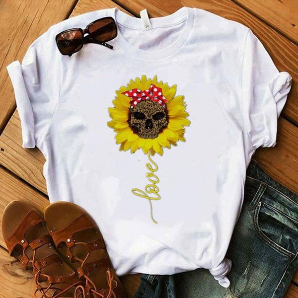 harajuku sunflower skull head print t shirt women short sleeve o neck loose tshirt women tee shirt clothes camisetas mujer, White 
harajuku sunflower skull head print t shirt women short sleeve o neck loose tshirt women tee shirt clothes camisetas mujer, White