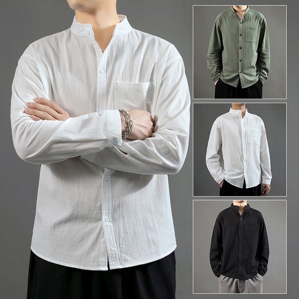 2021 men's autumn new style clothes popular mark large shirt long-sleeved cotton net casual linen fca7, White;black
2021 men's autumn new style clothes popular mark large shirt long-sleeved cotton net casual linen fca7, White;black