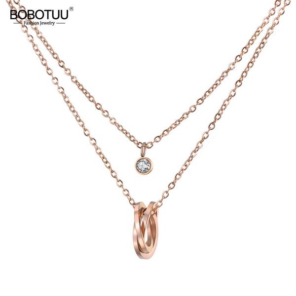 pendant necklaces bobotuu double layers stainless steel choker necklace twist laps & cz crystal rose gold color chain fashion gift bn18282, Silver
pendant necklaces bobotuu double layers stainless steel choker necklace twist laps & cz crystal rose gold color chain fashion gift bn18282, Silver