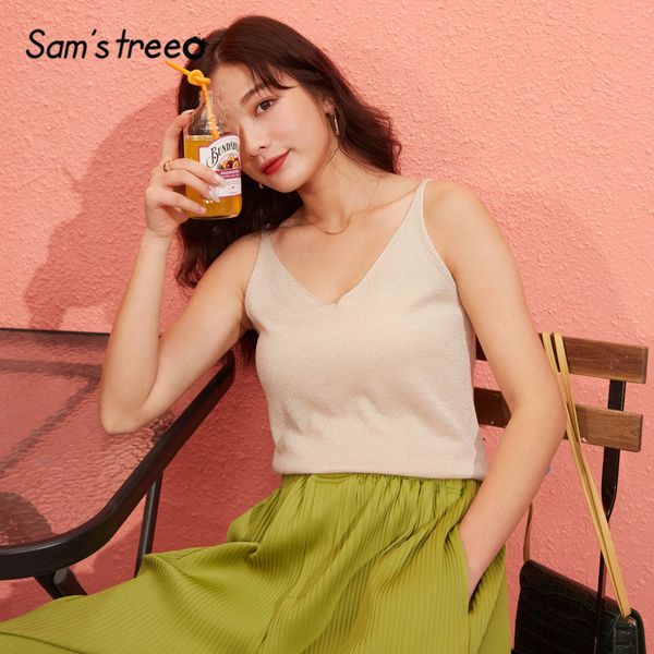 sam's tree black solid bright strappy knitted casual women clothing 2020 summer apricot pure minimalist ladies basic camis y200701, White
sam's tree black solid bright strappy knitted casual women clothing 2020 summer apricot pure minimalist ladies basic camis y200701, White