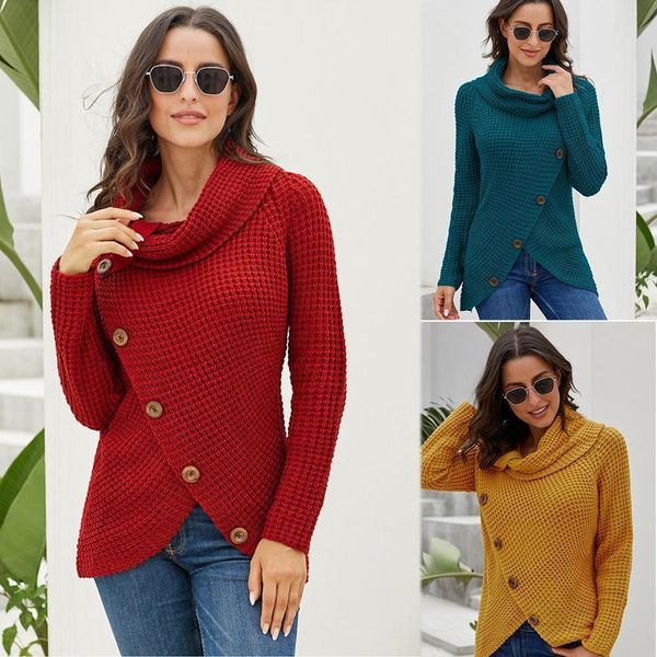 womens knitted sweater fashion high collar pullover autumn and winter new asymmetric hem design button decorative sweater, White;black
womens knitted sweater fashion high collar pullover autumn and winter new asymmetric hem design button decorative sweater, White;black