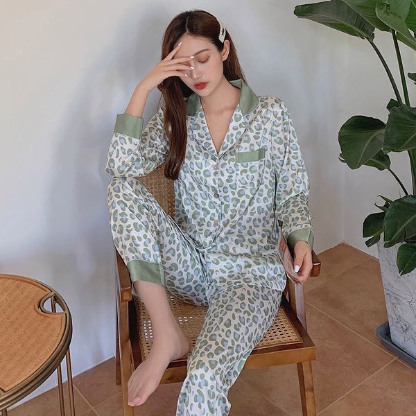 leopard new fresh green summer women's fashion sets korea ice silk long pajamas pyjamas 0hfu, Black;brown
leopard new fresh green summer women's fashion sets korea ice silk long pajamas pyjamas 0hfu, Black;brown