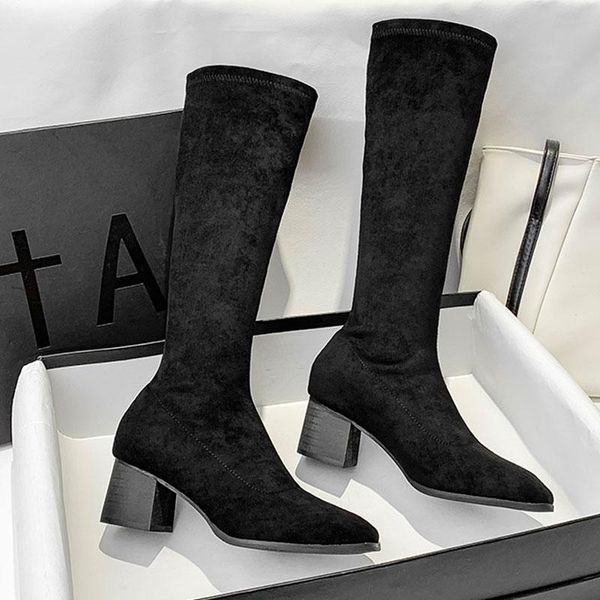 boots flock leather knee-high for women chunky heel elastic sock botas female autumn winter causal shoes square toe ladies footw, Black
boots flock leather knee-high for women chunky heel elastic sock botas female autumn winter causal shoes square toe ladies footw, Black