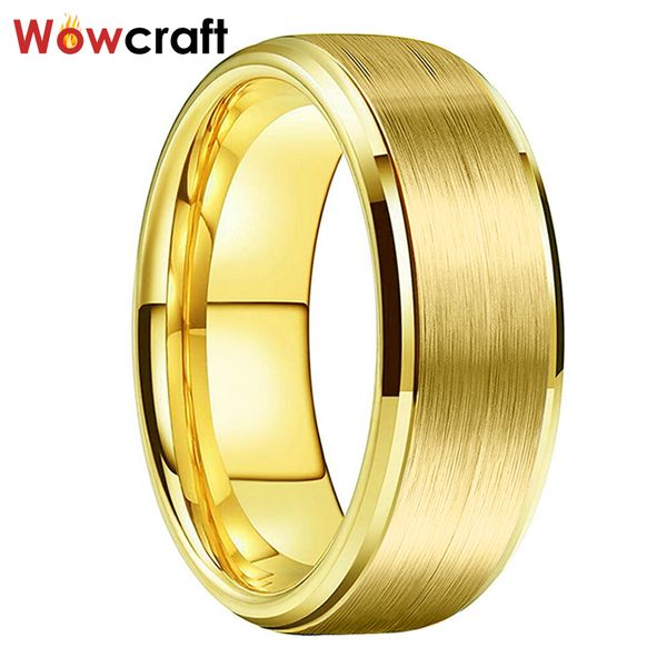 8mm gold tungsten wedding band rings for men brushed finish highest tungsten carbide with stepped beveled edges comfort fit 201110, Silver
8mm gold tungsten wedding band rings for men brushed finish highest tungsten carbide with stepped beveled edges comfort fit 201110, Silver