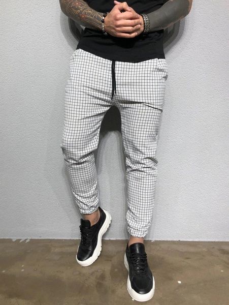 men drawstring waist plaid pants d2gr#, Black
men drawstring waist plaid pants d2gr#, Black