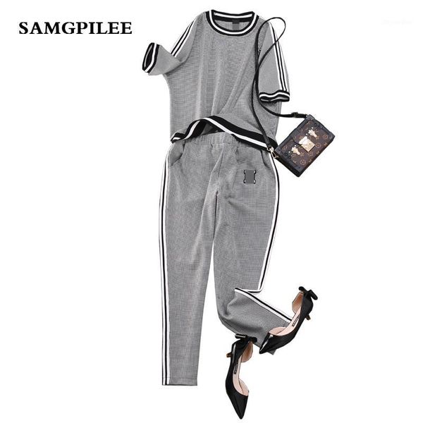 two piece set women new short sleeve casual women set pullover o-neck elastic waist plaid 2 piece sets womens outfits vadim1, Gray
two piece set women new short sleeve casual women set pullover o-neck elastic waist plaid 2 piece sets womens outfits vadim1, Gray