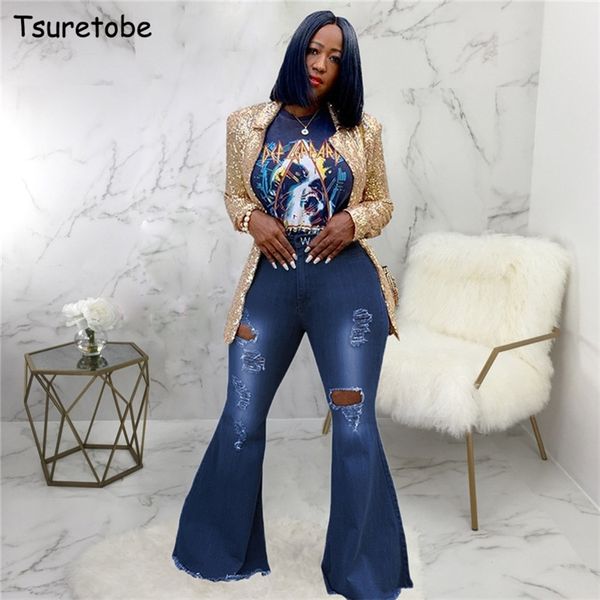 tsuretobe autumn plus size flare pants women ripped jeans fashion high waist wide leg pants casual bell-bottoms jeans trousers lj201126, Black;white
tsuretobe autumn plus size flare pants women ripped jeans fashion high waist wide leg pants casual bell-bottoms jeans trousers lj201126, Black;white