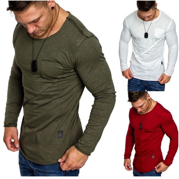 mens designer tshirts fashion solid color long sleeved mens spring autumn man o neck tees, White;black
mens designer tshirts fashion solid color long sleeved mens spring autumn man o neck tees, White;black