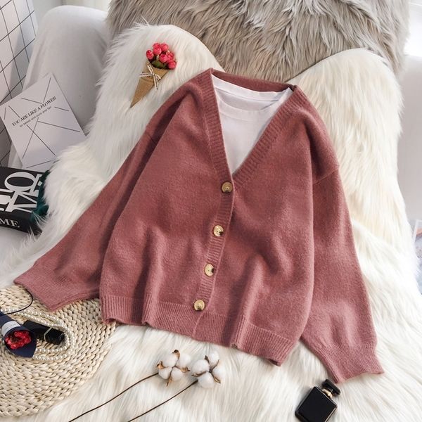 peonfly autumn winter women sweater cardigans solid color soft cardigans single breasted knitted sweater harajuku coat y200910, White;black
peonfly autumn winter women sweater cardigans solid color soft cardigans single breasted knitted sweater harajuku coat y200910, White;black