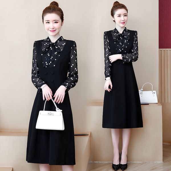 big plus size fat dressed in long sleeves patchwork blouse business dresses for women fi60, Black;gray
big plus size fat dressed in long sleeves patchwork blouse business dresses for women fi60, Black;gray