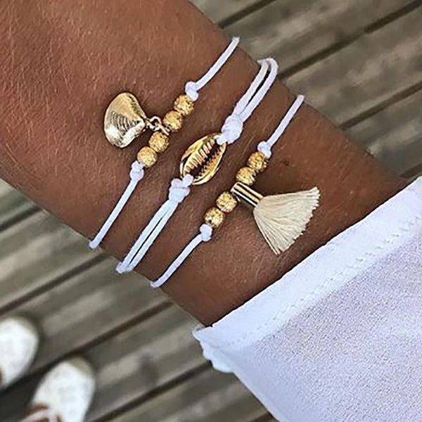 2020 boho golden shell bracelet handmade rope chain bracelets for women vintage simple mini tassel beach scallop luxury bracelet, Black
2020 boho golden shell bracelet handmade rope chain bracelets for women vintage simple mini tassel beach scallop luxury bracelet, Black
