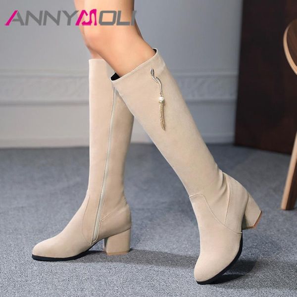 annymoli high heel woman boots chunky heel knee high boots zip long metal decoration female shoes autumn winter beige 46, Black
annymoli high heel woman boots chunky heel knee high boots zip long metal decoration female shoes autumn winter beige 46, Black